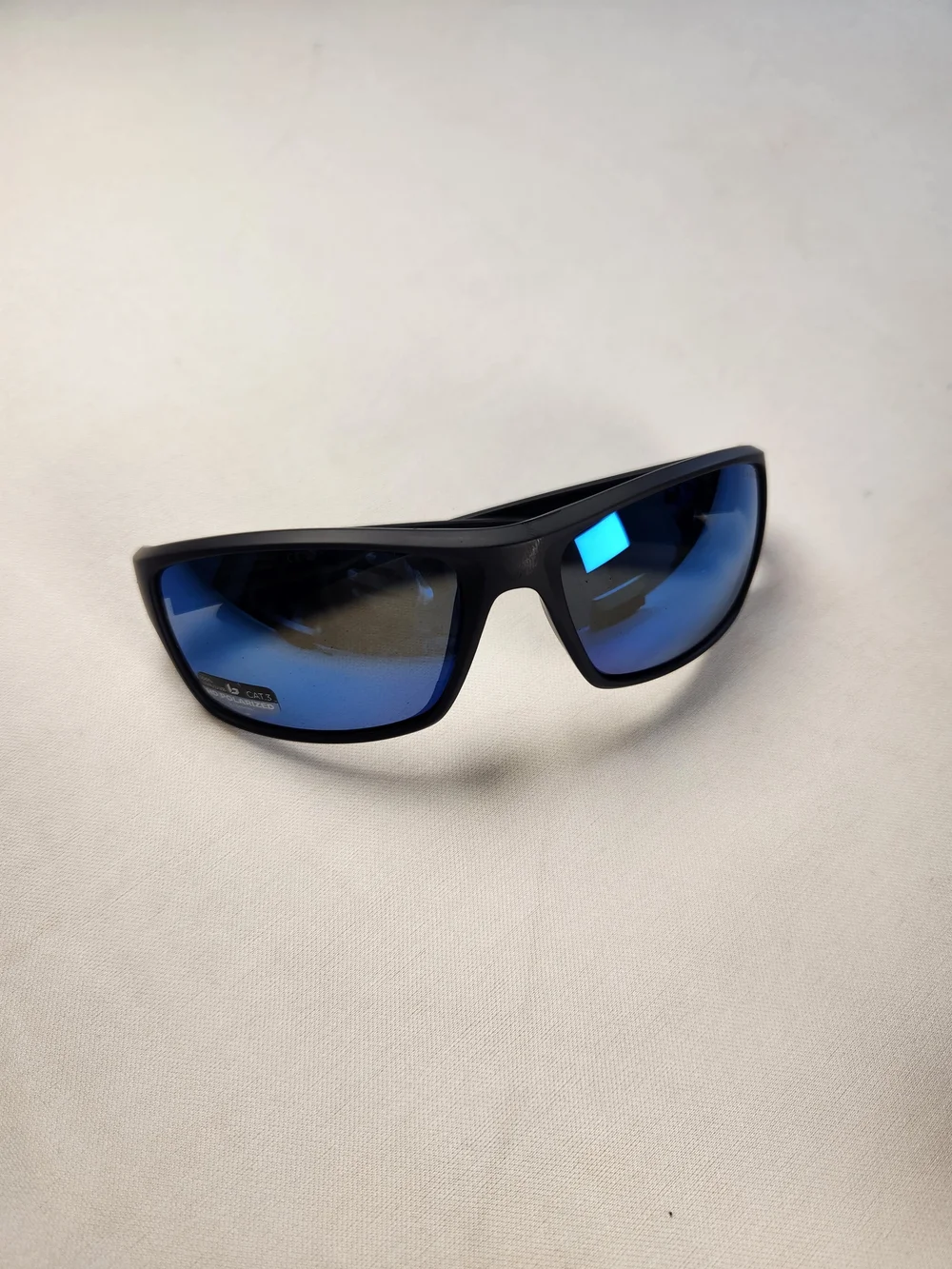 bolle Men's Black Frame Sunglasses with Blue Mirrored Lenses